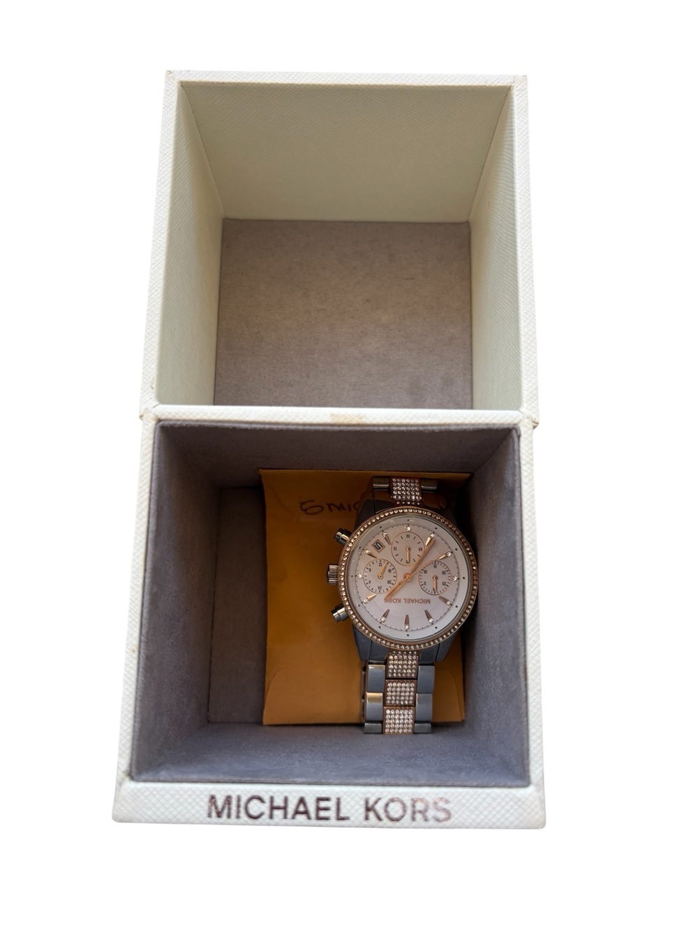 MICHAEL KORS Two-Tone Gold and Silver Crystal Chronograph Watch - Picture 9 of 10